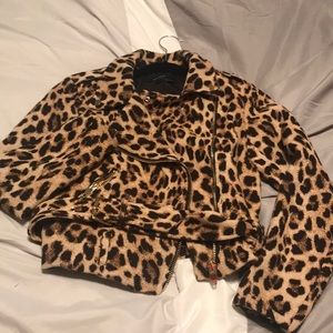Zara Basic Animal Print Motorcycle Jacket